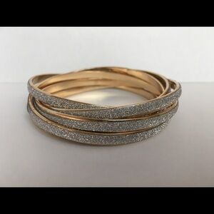 Glitter Design Interlocking Bangle Bracelet